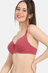 Rosaline Padded Wired 3/4th Coverage T-Shirt Bra - Rhythmic Red — thumbnail 3
